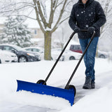Outvita Snow Shovel with Wheels, 29 Wide 18 Long Snow Plow Shovel Angle & Height Adjustable Padded Handle Efficient Snow Clean Tool for Driveway or Pavement (Yellow)