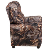 Emma and Oliver Camouflaged Fabric Kids Recliner with Cup Holder